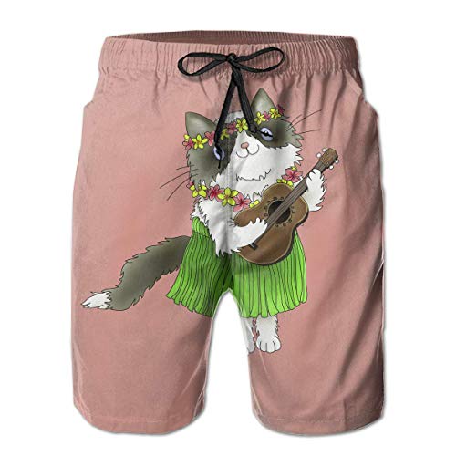 wwoman Pantalones Cortos de Playa de Secado rápido Casual para Hombres de Hawaii Kitty Pantalones Cortos de Tronco de baño L L