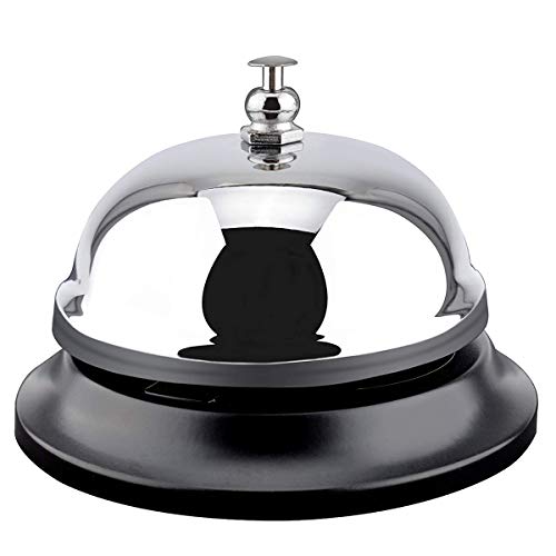 XCOZU timbre de acero inoxidable para servicio de mesa, escritorio, mostrador o recepción, para cocina, hoteles, bar, restaurantes, campanilla de metal para servicio de camarero (3.38 pulgadas)