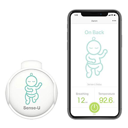(2019 Nuevo Modelo)Sense-U bebé Monitor de respiración y movimiento del sueño estomacal del bebé : alarma de respiración, alarma de sueño estomacal, alarma de sobrecalentamiento, alarma de resfriarse
