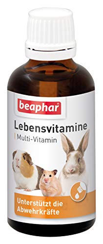 Beaphar Vitaminas vitaminas para roedores, Gotas vitamínicas para Animales pequeños, con vitaminas, Vitamina C, E y K, Especialmente Bueno para cobayas, 50 ml