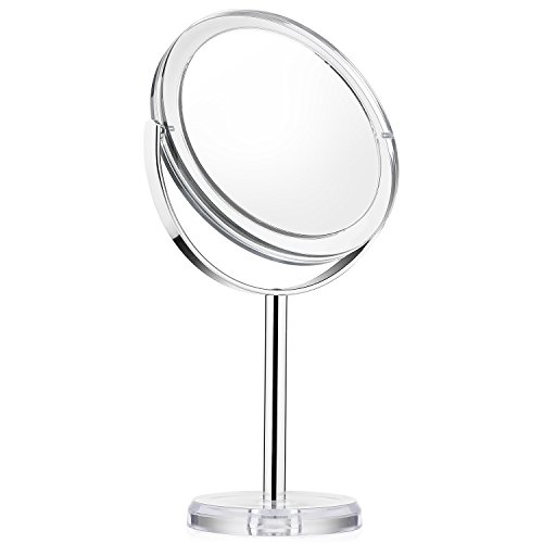 Beautifive Espejos de Maquillaje con Aumento 1x/7x, Espejo de Mesa de Sobremesa de 6’’ de ancho, 360 de ángulo de rotación, Espejo Cosmético con Soporte, Estilo Retro
