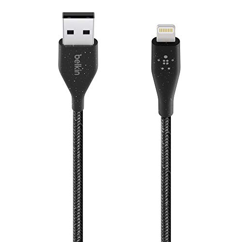 Belkin DuraTek Plus - Cable de Lightning a USB-A con Cinta (Cable de Carga Ultraduro para iPhone 11, 11 Pro, 11 Pro Max, XS, XS Max, XR, X, 8/8 Plus, 1,2 m, Negro)