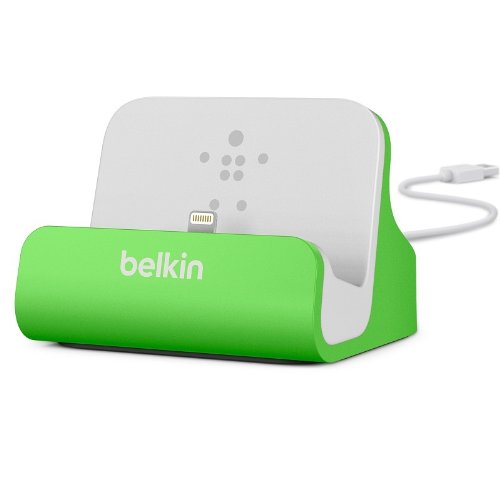 Belkin Mixit - Base dock de carga y sincronización para iPhone 8/8+/X/Xs/Xs Max/Xr, acabado de aluminio, cable USB de 1,2 m integrado), verde