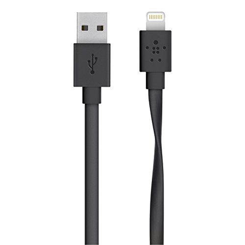 Belkin Mixit - Cable Plano de Lightning a USB para Apple iPhone y iPad, 1.2 m, Negro