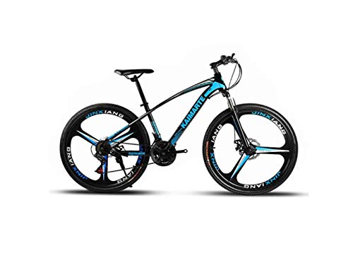 Bicicleta de Montaña Bicicleta de Montaña Unisex Bicicleta de Montaña de 21/24/27 Velocidad Acero de Alto Contenido en Carbono 26 Pulgadas Ruedas de 3 Rayos con Disco Y Freno Tenedor,Azul,27 velocidad