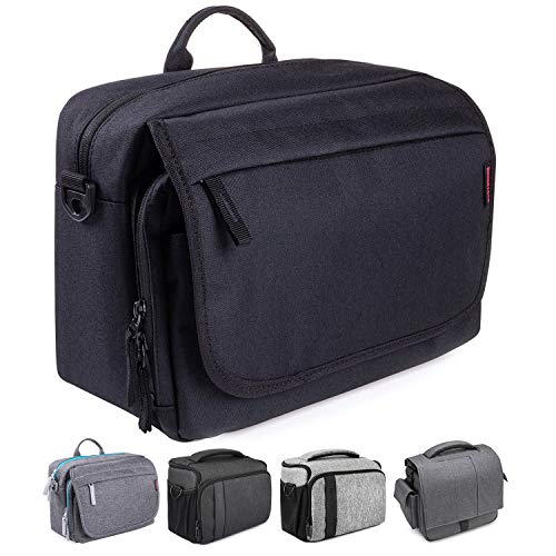 Bodyguard SLR Messenger Bag Photo Bag SLR para cámaras DSLR y accesorios, bolso negro - acolchado con bandolera y muchos compartimentos para 2-3 lentes y más.