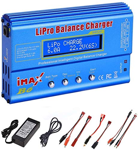 Cargador de batería Lipo, RUIZHI 80W6A Lipo Batería Balance Charger Descargador para LiPo/Li-ion/Life Battery (1-6S),NiMH/NiCd (1-15S), Rc Hobby Battery Balance Charger LED W/AC Power Adapte