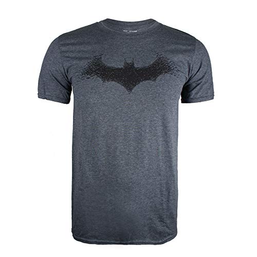 DC Comics Batman-Bat Logo Camiseta, Gris (Dark Heather Dkh), Small para Hombre