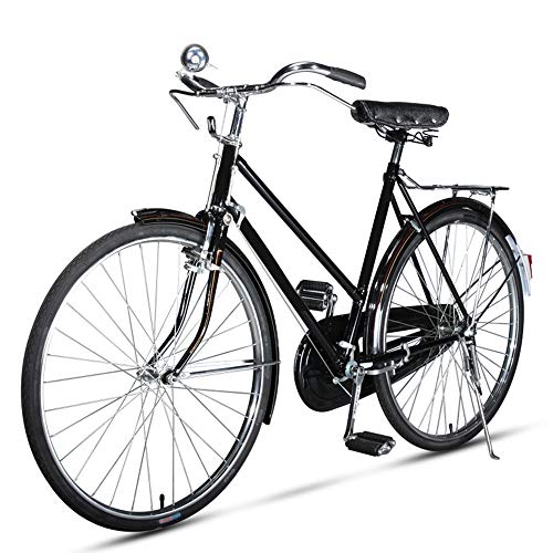 EEKUY Bicicleta de Ciudad Retro, Soporte de Bicicleta de Metal Bicicleta de Freno de Varilla Antigua Bicicleta de una Velocidad Neumático de 26 Pulgadas