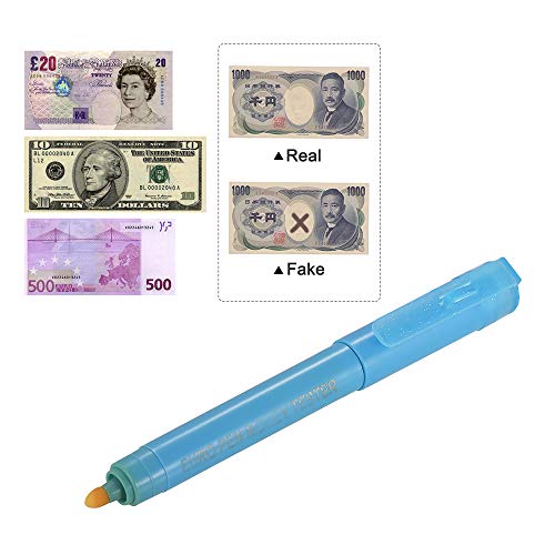 Fesjoy Multifunción UV Light Money Detector falsificado Pluma Mini probador de billetes de banco Pen Currency Cash Checker Dinero Dólar falso Marcador por dólar estadounidense Euro Libra Yen Won corea