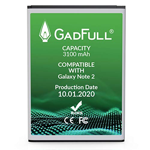 GadFull Batería de reemplazo para Samsung Galaxy Note 2 | 2020 Fecha de producción | Corresponde al Original EB595675LU | Compatible con GT-N7100 | GT-N7105 batería de Repuesto
