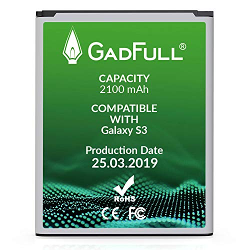 GadFull Batería de reemplazo para Samsung Galaxy S3 | 2019 Fecha de producción | Corresponde al Original EB-L1G6LLU | Compatible con Galaxy S3 i9300 | Galaxy S3 LTE i9305 batería de Repuesto