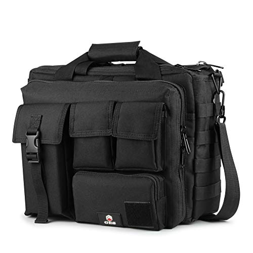 GES Multifunción Mens al Aire Libre táctico Hombro de Nylon portátil Messenger Bag maletín Bolsos Grandes para 15.6"portátil/cámara(Negro)