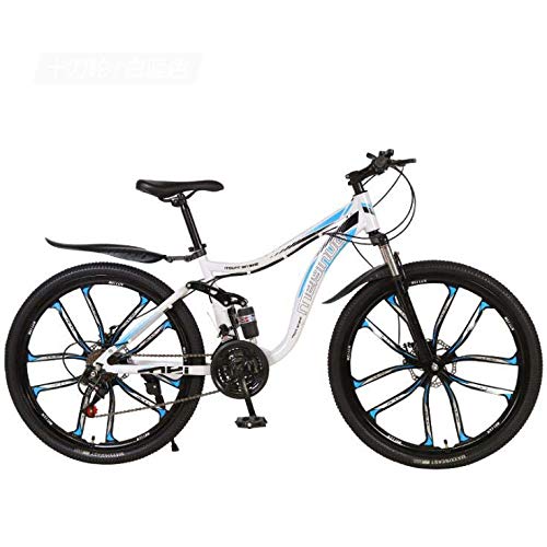 LJLYL Bicicleta de montaña Bicicleta de 26 Pulgadas, Bicicleta de Acero al Carbono MTB Bicicleta de Doble suspensión, Doble Freno de Disco,C,27 Speed