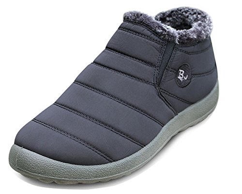 Minetom Hombre Mujer Alta Botines Otoño Invierno Plano Botines Calentar Botas De Nieve Zapatos Deportes al aire libre Boots BJ negro EU 40