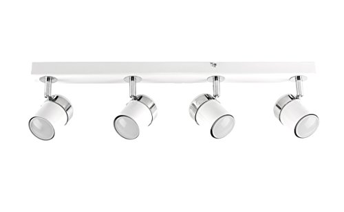 MiniSun – Moderna Lámpara de Techo – Barra de 4 Focos Orientables – Color Blanco - Regleta de Luz - Iluminación Interior