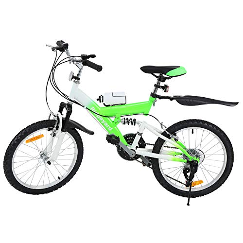 MuGuang Bicicleta de Montaña 20 Pulgadas Bicicleta Infantil 6 Speed Come with 500cc Kettle para Niños de 7 a 12 Años(Verde)