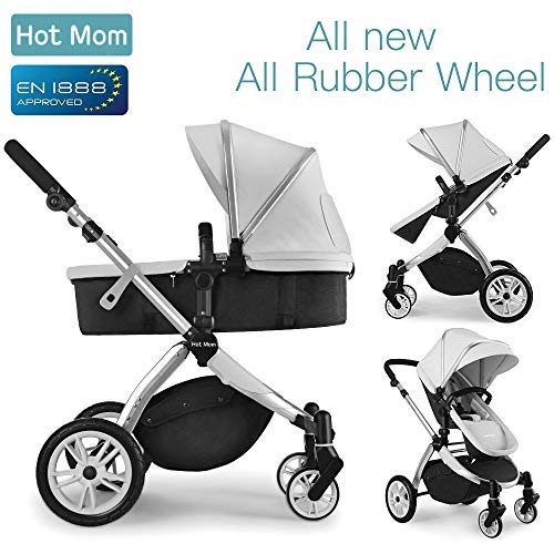 Multi cochecito 2 en 1 Carrito Bebe Hot Mom silla de paseo el capazo se convierte fácilmente en una silla y viceversa 2020 estilo de vida 889, Asiento para bebé vendido por separado - Gris