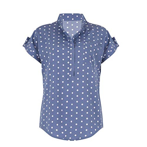 NOBRAND - Blusa y blusa de manga corta con cuello en V, diseño de lunares, color azul Azul azul S