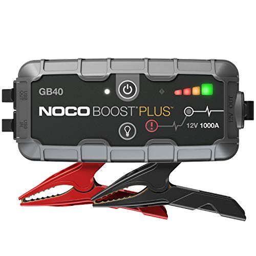 NOCO Boost Plus GB40 - Arrancador de Batería de Litio de Coche, 1000, Amperios, 12V, para hasta 6L de Gasolina y 3L Motores Diesel, Negro/ Gris