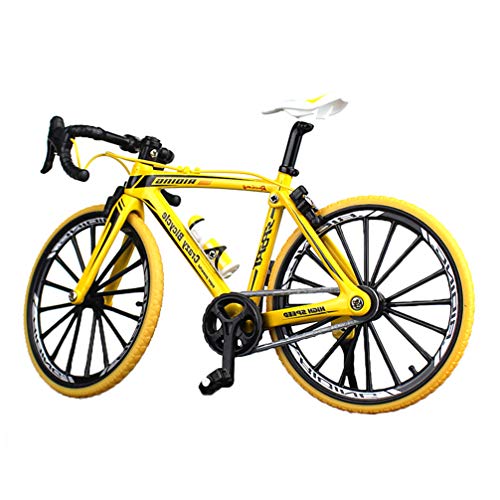 NUOBESTY Mini Bicicleta Dedo Bicicleta Juguetes de Metal en Miniatura Mini Deportes Dedo Bicicleta Juguete Juego Creativo Conjunto de Juguetes Colecciones (Agarre Curvo Amarillo)
