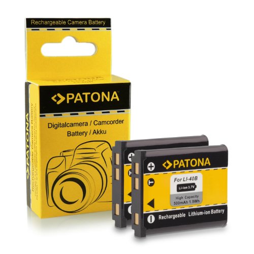 PATONA 2x Bateria compatible con Olympus Li-40B / Li-42B | Nikon EN-EL10 | Fuji NP-45 | Pentax D-Li63 | Kodak Klic-7006 | Casio NP-80