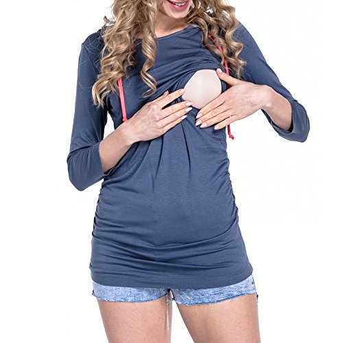 Ropa Premama Invierno, Camiseta de Mujer Maternidad, premamá de Lactancia Blusa Enfermería Camisetas de Manga Larga