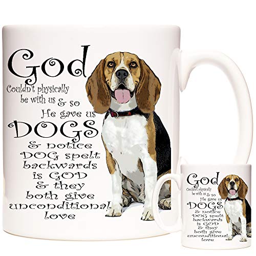 Taza Beagle, diseño con texto en inglés "God Gave Us Dogs" Artículos Beagle a juego disponibles. Beagle - Taza de café o taza de té