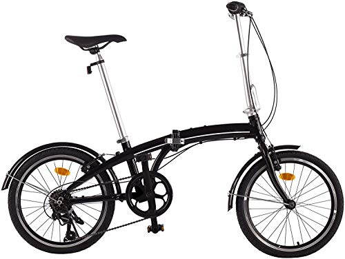Varilux Shimano Revoshift Bicicleta Plegable de Aluminio de 20 Pulgadas, Cambio de 7 Velocidades con Piñón Libre para Exterior, Sin Herramientas, Fácil de Transportar, Unisex Adulto, Negro