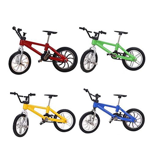 YeahiBaby Dedo Bicicleta de montaña 4 piezas 1:18 novedad en miniatura Bicicletas de aleación modelo de juguete, Juguete de ejercicios con los dedos para niños (Amarillo, Azul, Verde, Rojo)