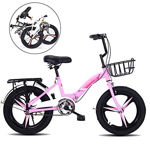 YRYBZ Bicicleta de Montaña Plegable, 18-20 Pulgadas Bicicleta Juvenil, Bicicleta Infantil, Bici para Niños y Niñas, Bici de Montaña Plegable/Rosa / 18''