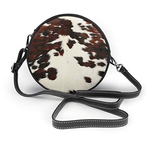 Bolso de hombro redondo con estampado de lunares de vaca para mujeres y niñas