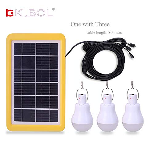 KK.BOL - Bombilla solar portátil recargable LED solar para iluminación al aire libre, pesca, camping, gallinero