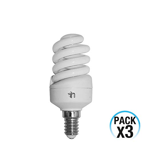 Pack 3 Bombillas CFL Bajo Consumo Mini Espiral E14 15W