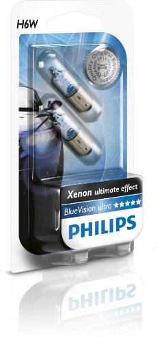 Philips 12036 BlueVision - Bombilla H6W para luces traseras (2 unidades, 12 V, 6 W, BAX9s)