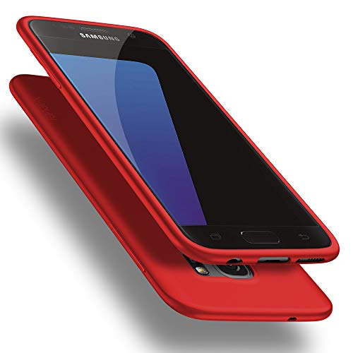 X-level Funda para Samsung Galaxy S7, Carcasa para Samsung Galaxy S7 Suave TPU Gel Silicona Ultra Fina Anti-Arañazos y Protección a Bordes Funda Phone Case para Samsung Galaxy S7 - Rojo