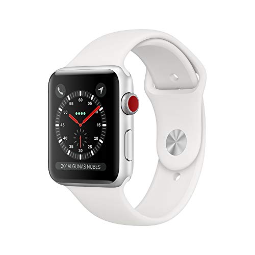 Apple Watch Series 3 (GPS + Cellular) con caja de 42 mm de aluminio en plata y correa deportiva, Blanca