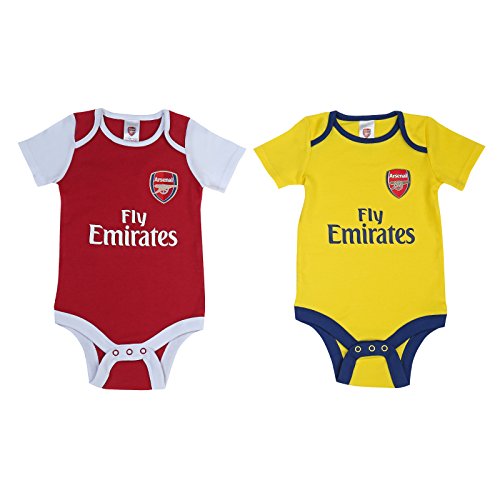 Arsenal FC Pack de 2 bodies oficiales para bebé - Con los colores de las 2 equipaciones - Rojo y blanco - 0-3 meses