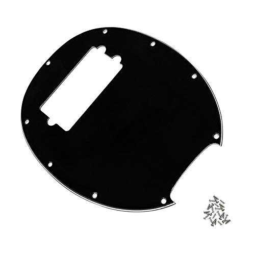 Bajo eléctrico de 3 capas Pickguard Material de PVC para MM Music Man Reemplazo de bajo de 4 cuerdas Negro Blanco Negro