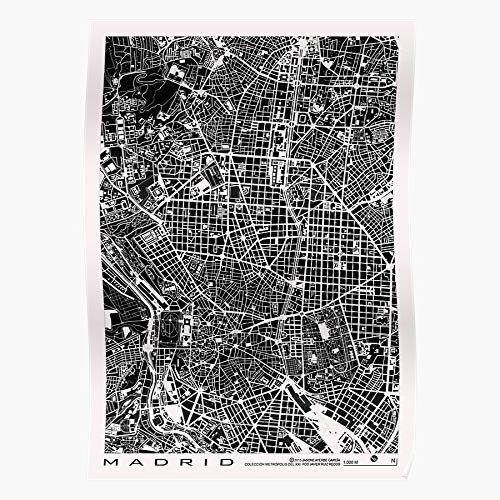 Cartography City Urban Art Park Retiro European Madrid Digital Cities Map Maps Impresionantes carteles para la decoración de la habitación impresos con la última tecnología moderna sobre papel semibr