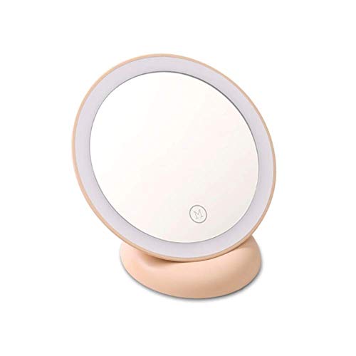 CHOUCHOU Apliques Pared Maquillaje Espejo de baño con luz LED Recargable se Puede Suspender Tabietop de luz compacta portátil Vestir Espejo, Verde, Nombre de Color: Verde (Color : Pink)
