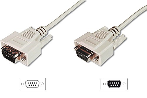 DIGITUS Cable de conexión en Serie D-Sub 9 a D-Sub 9 - Enchufe a Enchufe - 5.0m - Cable de extensión - Beige