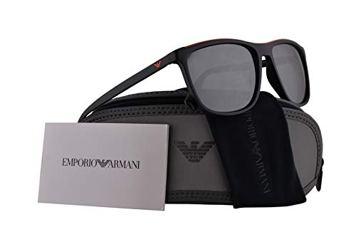 Emporio Armani EA4109 gafas de sol w/lente gris claro Espejo Negro 57mm 50426G EA 4109 hombre Negro mate Grande