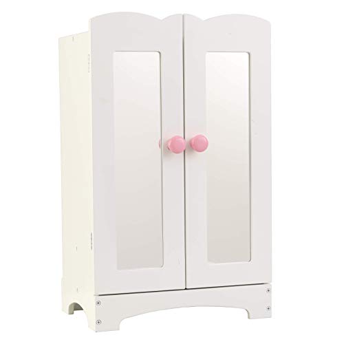 KidKraft-Lil' Doll Armoire Armario de madera blanca con perchas, accesorio para muebles de dormitorio para muñecas de 45 cm (60132)