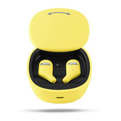 LBJN Auriculares inalámbricos Bluetooth Binaural Auriculares 5.0 Auriculares Deportivos Impermeables Deportivos para Empresas con Compartimiento de Carga Mini Invisible-Yellow