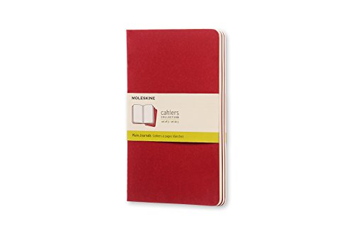 Moleskine CH118 - Set de 3 cuadernos con páginas en blanco, grandes, color rojo arándano (Moleskine Cahier)