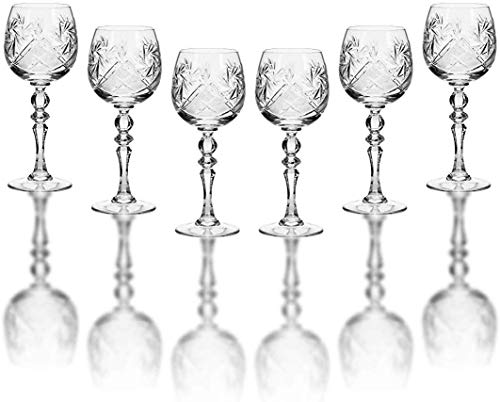Neman Glassworks - Juego de 6 copas de vino (250 ml, cristal ruso, hecho a mano)