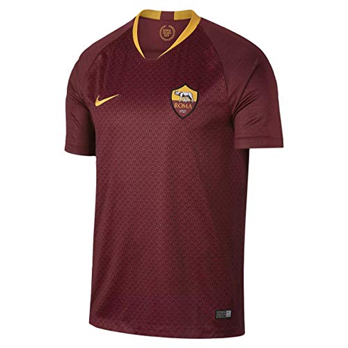 NIKE Breathe A.S. Roma Home Stadium T-Shirt, Hombre, Team Red/University Gold, M