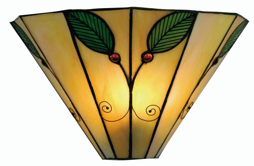 Oaks Lighting OT 3020 WB - Lámpara de pared de cristal con diseño de hojas, 60 W, 31,5 x 21 cm, multicolor