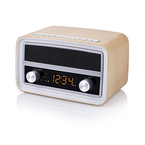 Smartwares RD-1535 – Radio retro, Bluetooth, USB, entrada auxiliar, función de alarma